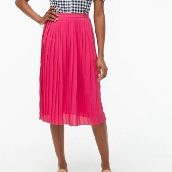 J. Crew Radiant Fuchsia Long Lined Pleated Midi Skirt Size 4 - Picture 2 of 8
